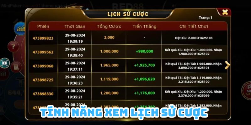 Tính năng xem lại lịch sử cược được hơn 90% người dùng sử dụng